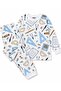 Boy's Cotton White Ruler Pencil School Supplies Patterned Long Sleeve Pajama Set