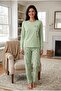 Women's Long Sleeve Crew Neck Penguin Pattern 100% Cotton Luxury Pajama Set - 2