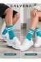 Unisex 6 Pairs Cotton Woven Circle Patterned Striped Tennis College Socks - 3
