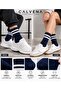 Unisex 6 Pairs Cotton Woven Circle Patterned Striped Tennis College Socks - 3