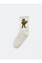 Ecru Nostalgic Monkey Patterned Women's Socks - 5