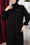 Winter Chenille Fabric Arma Detailed Plain Râna Ferace (Black) - 2