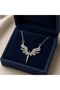Silver Color Zircon Stone Angel Wing Steel Necklace - Tarnish Resistant - 45cm - 3