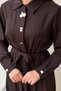 Fuat Gürşen Metal Accessory Detailed Pleated Patterned Shirt Dress - 5