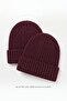 Unisex 2-Piece Knitted Beanie Set - Soft Textured Warm Winter Double Beanie