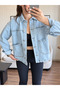 Large Double Pocket Denim Jacket - 4