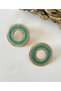 Acrylic Gold Round Hoop Stud Earring - Stylish Elegant Modern Design Earring 316L Steel Anti-Allergy