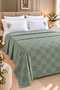 Olive Waffle Textured Embroidered Ruffled 100% Cotton 6 Piece Double Green Pique Set - 2