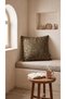 Siena Digital Printed Khaki Green Embroidery Patterned Vintage Botanical Decorative 1 Piece Throw Pillow Cover Double-Sided Digital Printing with Hidden Zipper - 2
