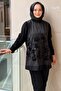 Fuat Gürşen Embossed Floral Detailed Fabric with Stamp Embroidery Mix Velvet Cap
