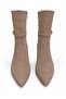 Mink Nubuck 8.5cm Thin Heel Pointed Toe Zipper Women's Boots - 6