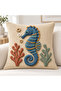 Marine Themed 3D Embroidery-Looking Digital Printed Decorative Throw Pillow Cover – 43X43 cm – (Double Sided) - 3