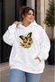 Women's Plus Size Oversize Dtf Printed Hooded Sweatshirt – White Comfortable Casual Hoodie with Kangaroo Pocket S m L XL 2XL 3XL 4XL 5XL 6XL 7XL