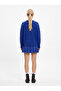 Women's Saks Blue Round Neck Flower Embroidered Sweater - 2