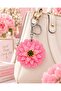 Pink Lotus Flower Mirrored Keychain Bag Charm