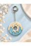 Blue Donut Bead Embroidered Bag Charm and Keychain
