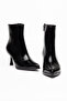 Women's Short Side Zipper Heeled Black Shoes
