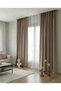 Light Mink Color Velvety Texture Non-Pleated Plain Installation Gathered Living Room Background Curtain