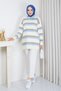 Women's Polo Neck Striped Knitwear Tunic - 2