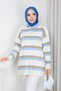 Women's Polo Neck Striped Knitwear Tunic - 5