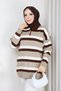 Women's Polo Neck Striped Knitwear Tunic