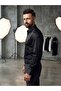 Men's Slim Fit Lettered Long Sleeve 100% Cotton Satin Shirt - 2