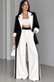 Women's Black and White Contrast Detailed Oversize Blazer Jacket Palazzo Pants Set - 6