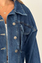 Women's Denim Jacket with Pocket Pockets, Epaulet Sleeves and Buttons - 7