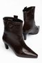 Pointed Toe Thin Heel Brown Patent Leather Short Boots - 4