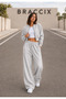 Women's 2-Piece Casual Wide-Leg Sweatpants (Black-Grey) - 6