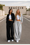 Women's 2-Piece Casual Wide-Leg Sweatpants (Black-Grey)
