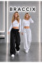 2-Piece Sweatpants (Black + Gray) Adjustable with Wide Legs and Baggy Pockets - 2