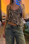 Gold Chain Back Strap Design Sequined Glitter Disco Club Glam Mesh Sparkly Party Glittery Flowy Crop Top - 2