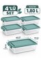 Set of 4 Storage Containers 1.80 L with Locking Lids Kitchen Refrigerator Organizer Food Storage Box