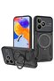 غطاء متوافق مع هاتف Realme C53 مع حامل عدسة Joy - أسود