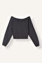 Cropped Fit Boat Neck Printed Sweatshirt I6138Ax26Au - 2