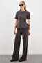Elastic Waist Knitwear Palazzo Trousers - 2