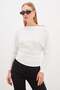 Bat Sleeve Boat Neck Gathered Modal Blouse