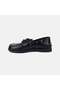 Women's Black Leather Boat Shoes with Lace Detail - 3