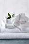 Color Striped Border 100% Cotton Large Bath Towel - White, 115 X 180 cm