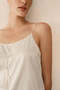 Women`S Silk Waved Edge Shorts Pajama Set - Cream, XL - 2