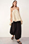 Jacquard Halter Neck Women's Blouse - Cream, L - 2
