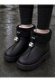 Children's and Women's Intense Fur Waterproof Figured Short Boots-Black - 2