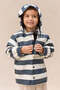 Striped Hooded Boy's Raincoat - White - Navy Blue, 2 - 3 Years