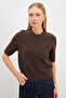 Floral Embroidered Crew Neck Short Sleeve Knit Sweater - 7