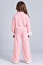 Girl's Collar Zippered Spanish Sleeves and Ruffles Loose Cut Pink Tracksuit Set - 4