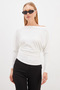Bat Sleeve Boat Neck Gathered Modal Blouse - 5