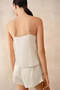 Women`S Silk Waved Edge Shorts Pajama Set - Cream, XL - 4