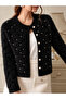 Women's Soft Feather Textured Pearl Detailed Diamond Patterned Knitwear Cardigan - 2