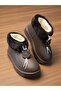 Children's and Women's Intense Fur Waterproof Figured Short Boots - Brown - 4